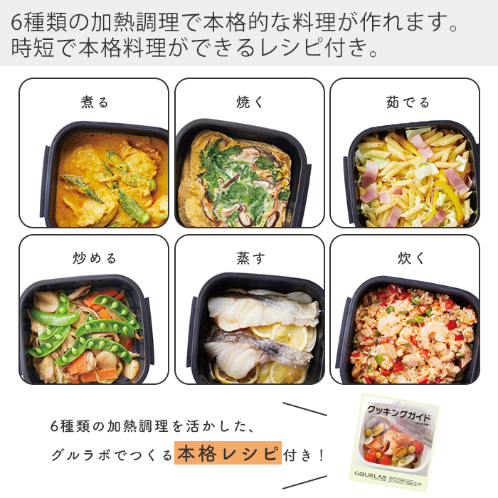 レンジ調理 電子レンジ グルラボ マルチセット 7点 料理 スチーマー 保存容器 調理器具 レシピ 日本製 GLB-MS Iwatani 岩谷マテリアル｜e-alamode-ys｜10