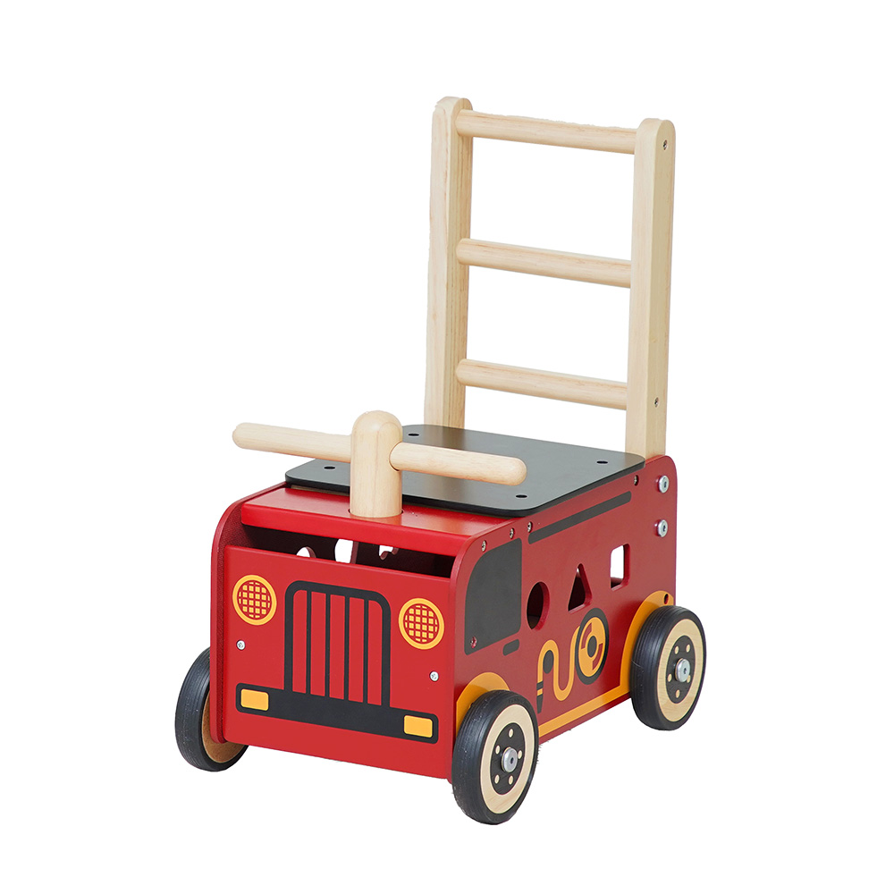 新品未使用 アイムトイ ウォーカー＆ライド消防車 つかまり立ち おもちゃ パズル積み木型はめ ウォーカーアンドライド消防車 つかまり立ちおもちゃ｜木のおもちゃ