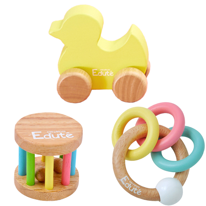 edute ベビーギフト セット おもちゃ 女の子 木のおもちゃ 知育 車 玩具 0歳 木製 1歳 ...