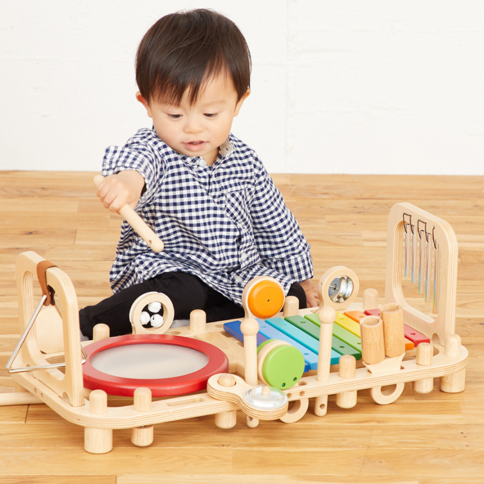 (豪華２大特典)I'm TOY 楽器 おもちゃ 太鼓 玩具 木製 知育 木 おもちゃ 指先 知育 トレーニング 木 音遊び 1歳 誕生日 男 女 お祝い eduteの画像