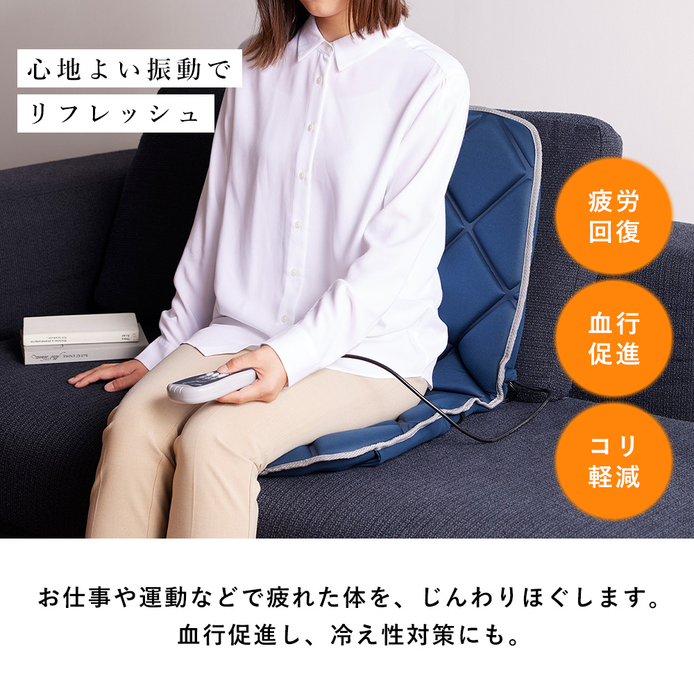 シートマッサージャー 振動 マッサージ器 椅子 ソファ 腰 背中 太もも 簡単 おしゃれ シンプル 手軽 ブルー EM-2546 ツインバード TWINBIRD | ツインバード | 04