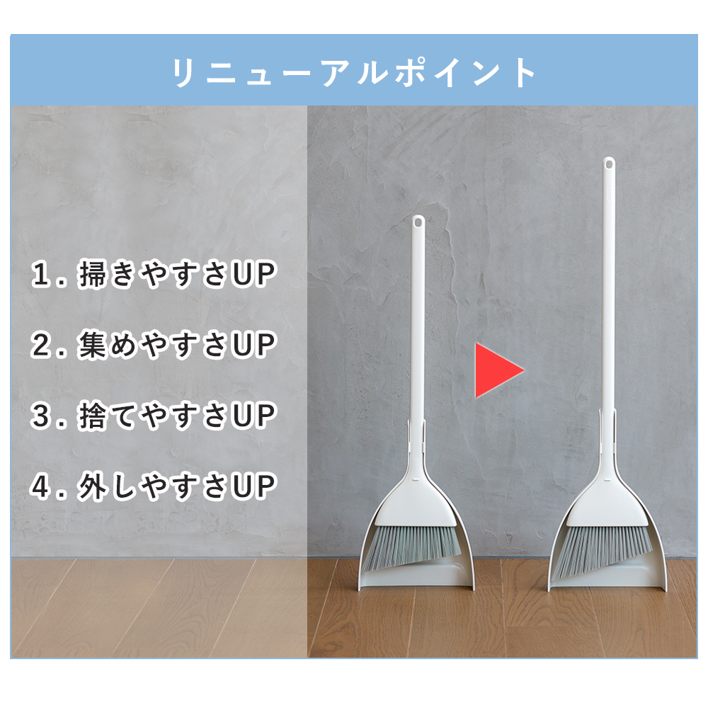 marna マーナ スリムに自立するほうきちりとり セット 箒 塵取り ダストパン W670 ホワイト 掃除用品 ベランダ 玄関 庭 軽量 関連画像3