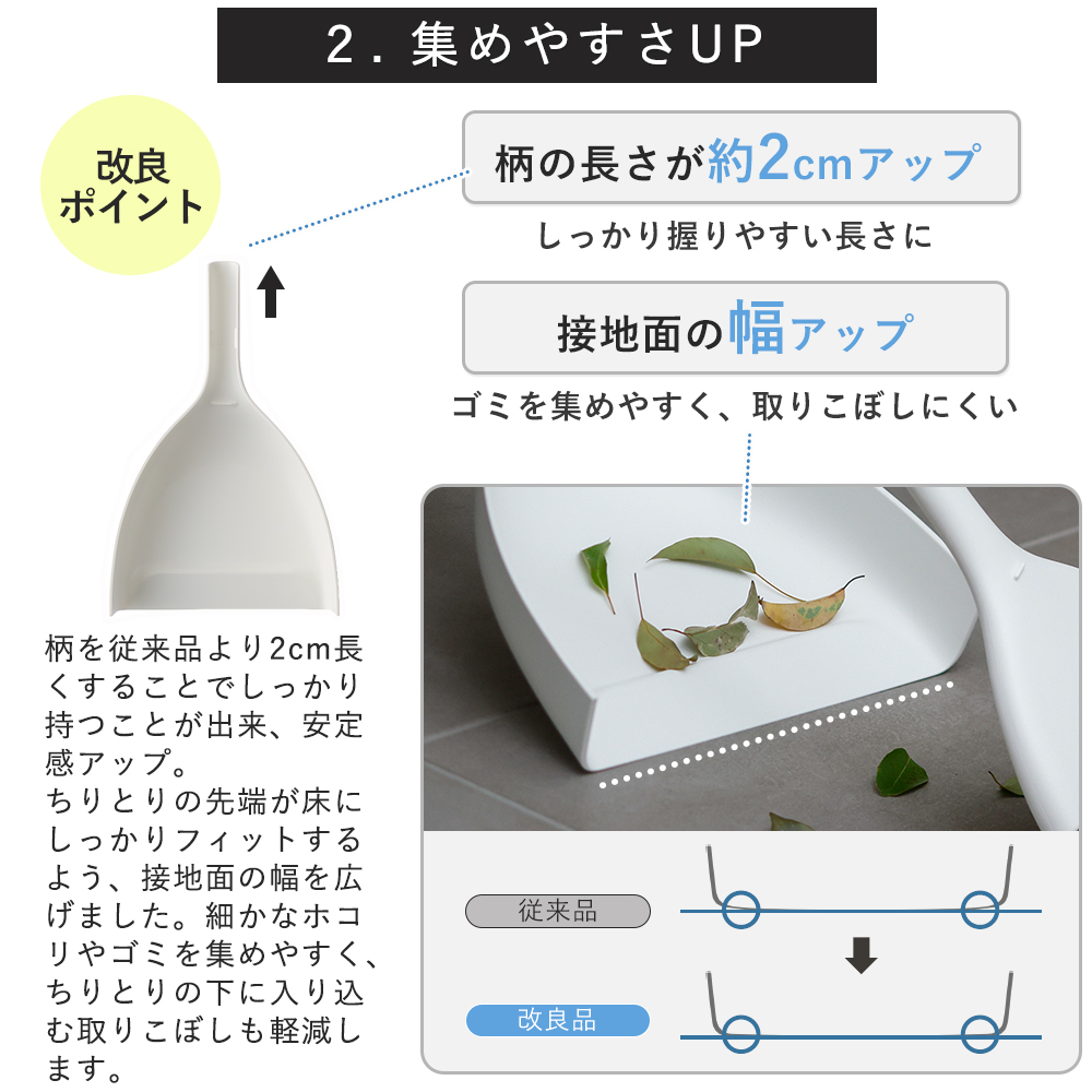 marna マーナ スリムに自立するほうきちりとり セット 箒 塵取り ダストパン W670 ホワイト 掃除用品 ベランダ 玄関 庭 軽量 関連画像5