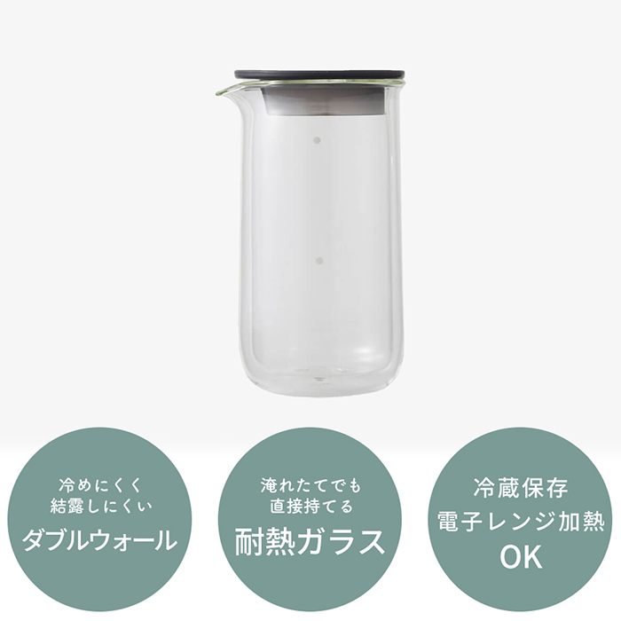 marna マーナ ダブルウォールカラフェ 530ml ピッチャー コーヒーサーバー おしゃれ 耐熱ガラス 冷水筒 食洗器対応 レンジ対応 K794 関連画像3