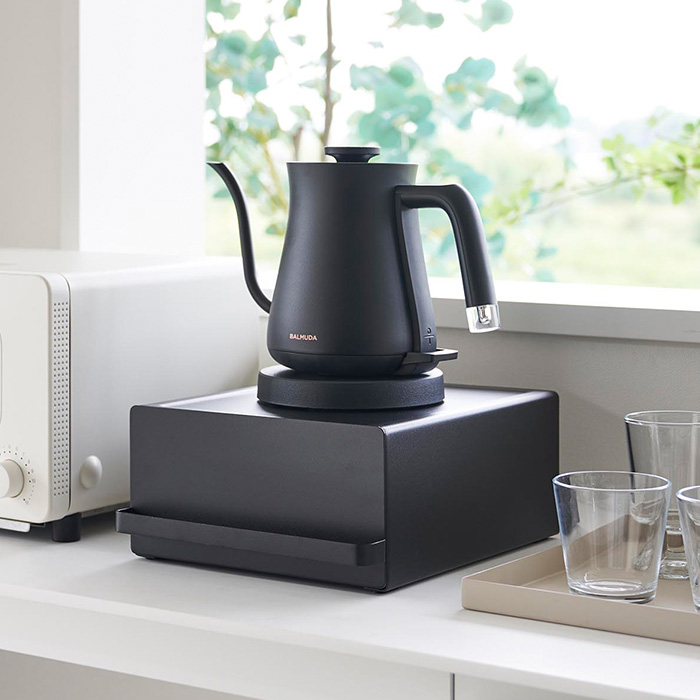 Tower タワー 山崎実業 家電下 引き出しテーブル ブラック 80センチ tower ｜ ツーウェイ キッチン家電下引き出し&スライドテーブル タワー