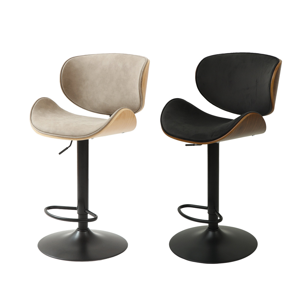 ヤマソロ カウンター チェア 2脚セット 背もたれ付き 曲木 疲れにくい