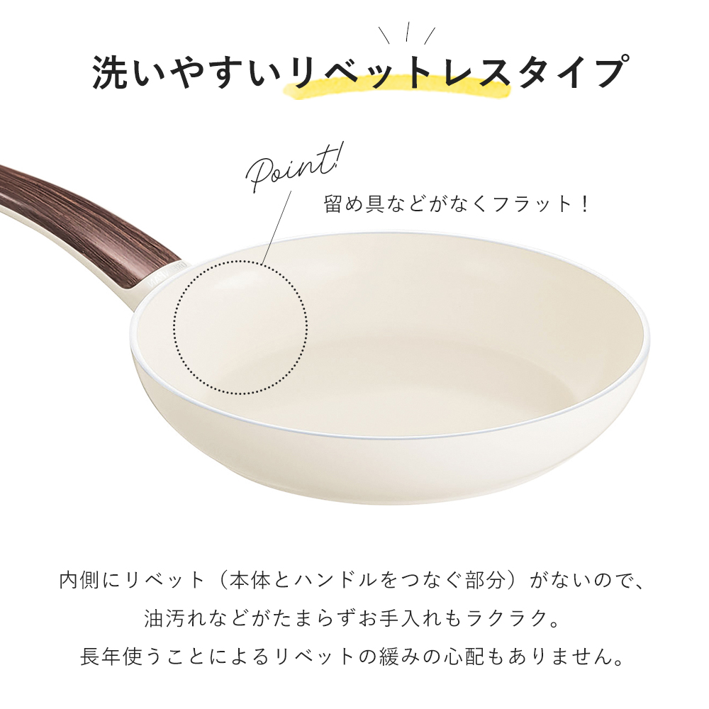 フライパン 28cm IH対応 グリーンパン ウッドビー GREENPAN WOOD BE キッチン セラミック コーティング 焦げない ホワイト｜e-alamode-ys｜12