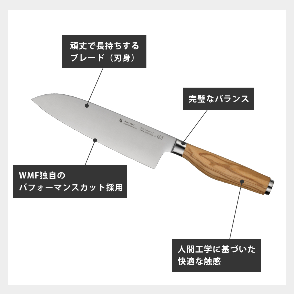 WMF（ヴェーエムエフ） グランドウッド 三徳ナイフ PC 包丁 調理ナイフ