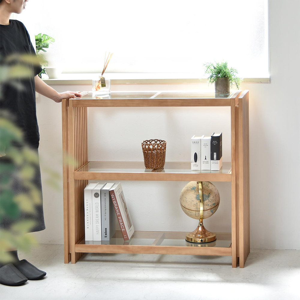 豪華2大特典) ラック 棚 木製 2段 ガラス オープン シェルフ 奥行30