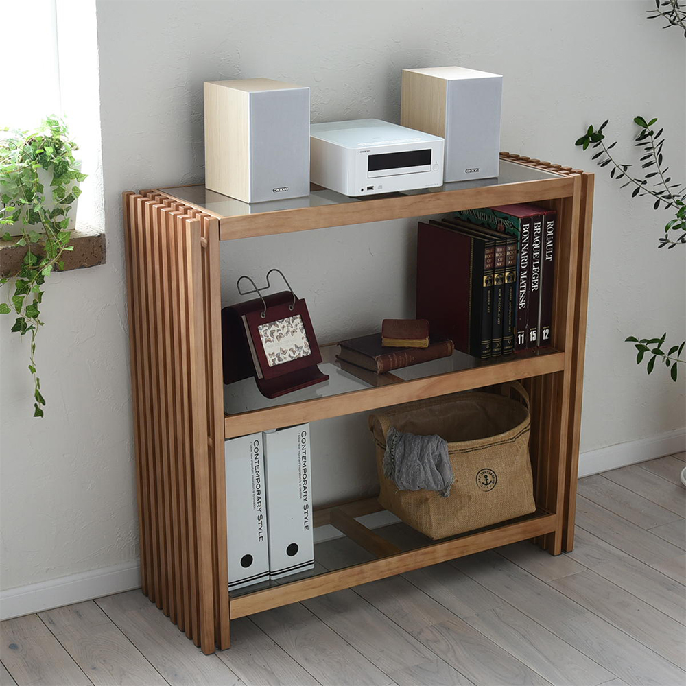 豪華2大特典) ラック 棚 木製 2段 ガラス オープン シェルフ 奥行30