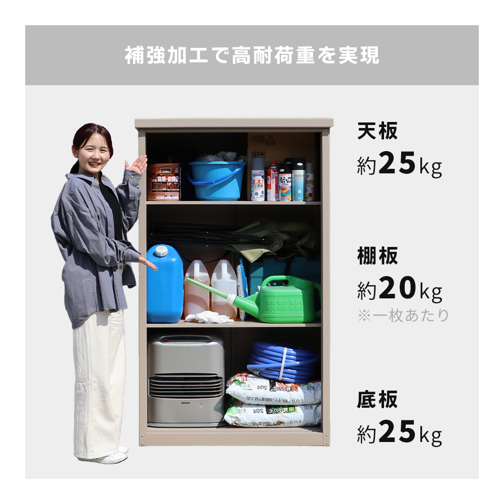 [10%クーポン7/14まで] 収納庫 スチール 鍵付き スタンダード 可動棚 2枚 DEBARA デバラ 屋外 防錆 大容量 お洒落 木目調 モルタル 物置 倉庫 ベランダ ゴルフ | ヤマソロ | 13