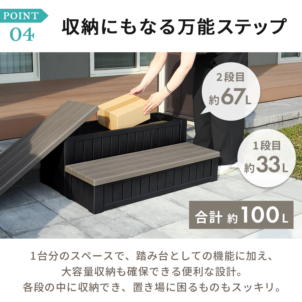 ヤマソロ ステップ 階段 踏み台 台 犬 庭 屋外 段差 収納 ボックス 2段