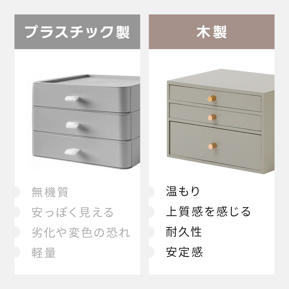 卓上収納 引き出し ボックス 木製 3段 デス...の詳細画像4
