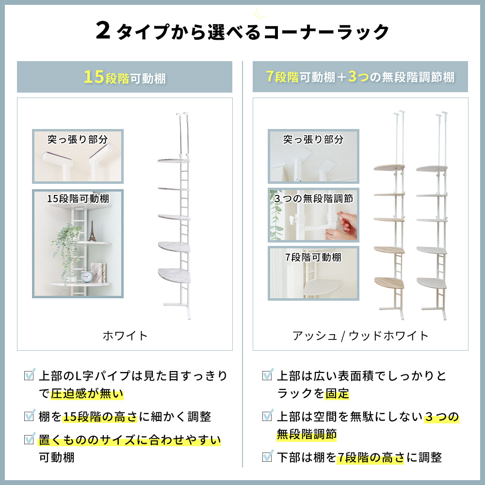 コーナーラック 三角 突っ張り おしゃれ 棚 ...の詳細画像2