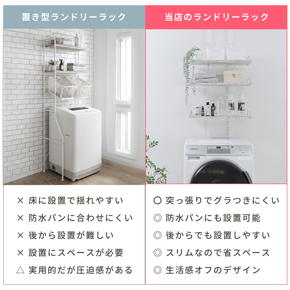 ヤマソロ ランドリーラック 洗濯機 突っ張り 式 伸縮 スリム 上収納