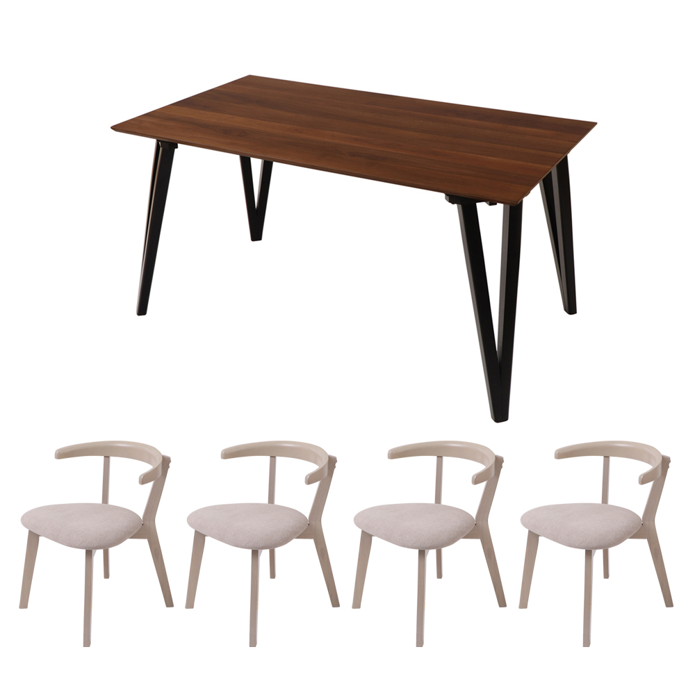 ヤマソロ ダイニング テーブル セット 4人用 5点 おしゃれ チェア 木製