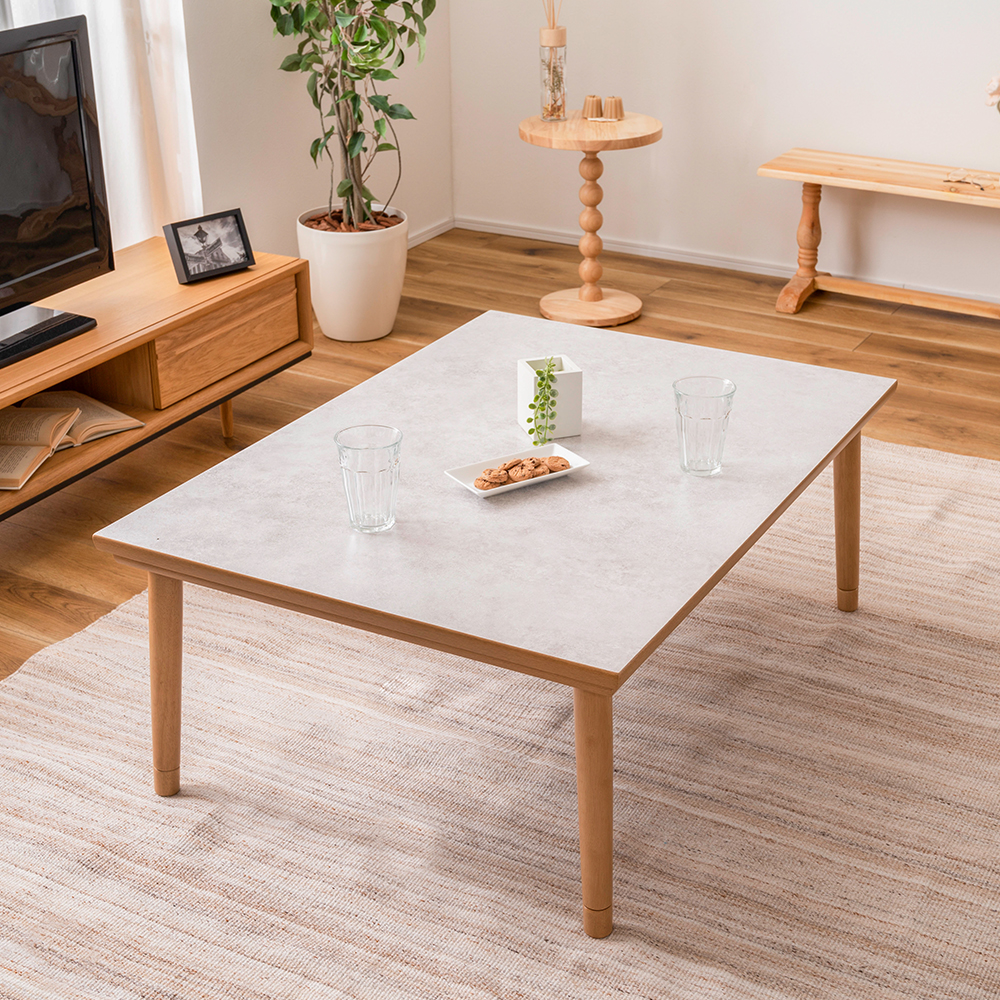 東谷 (豪華2大特典) こたつ テーブル フラットヒーター 大理石柄 ロー