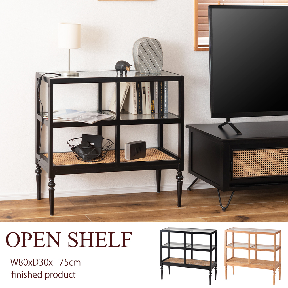 東谷 (豪華2大特典)オープンシェルフ ワイド 3段 ラック ガラス