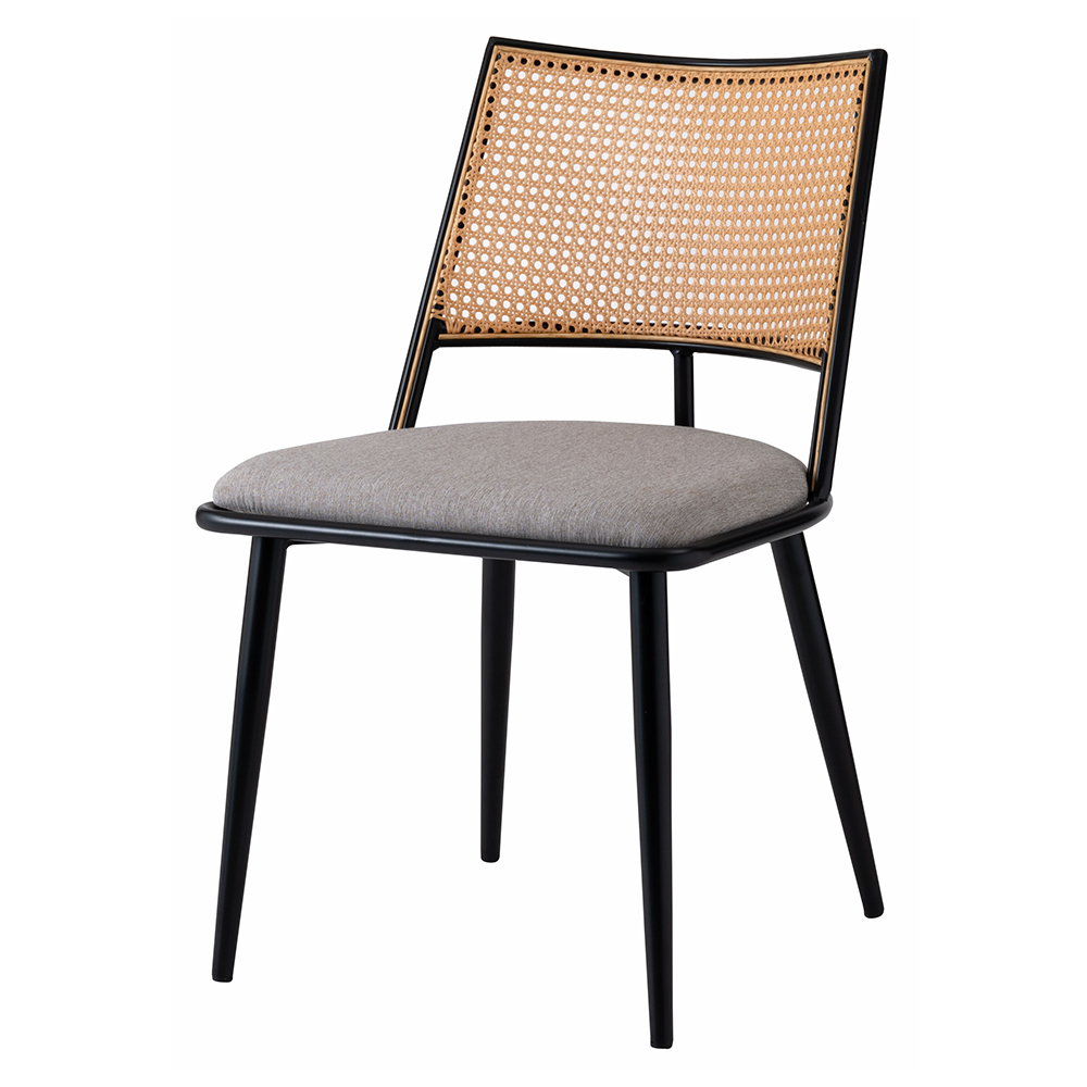 1/25はP+9％還元！ (豪華２大特典) ダイニング チェア 椅子 アームレス リビング 食卓 シンプル ラタン調 北欧 ファブリック 黒 ダーク グレー ベージュ 1脚