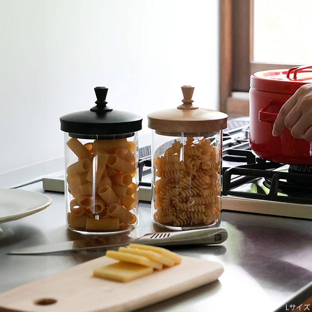 ガラスジャー 保存容器 ガラス 木蓋 ビーチ 耐熱 600ml L キッチン雑貨 HS3603 HS3606 tim ティム ナチュラル ブラック 黒 アクシス axcis | AXCIS | 13