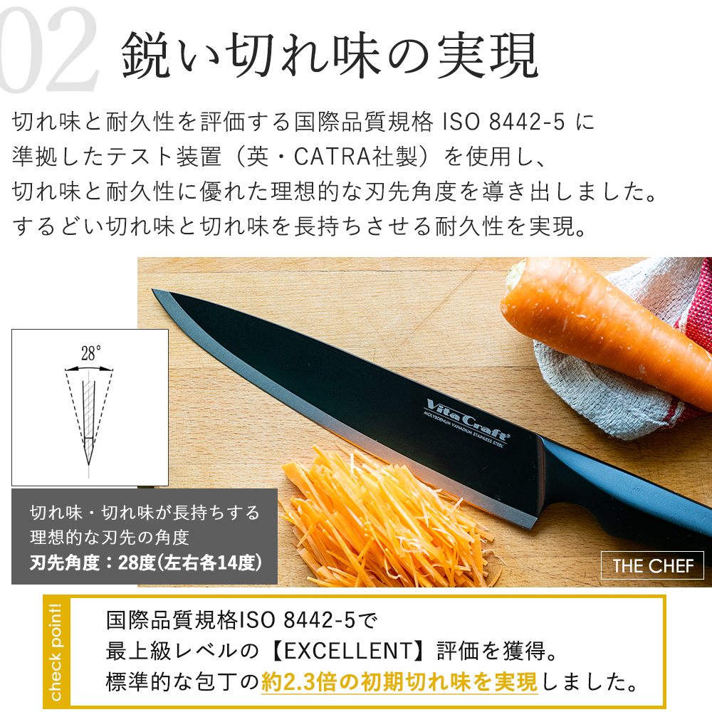 VitaCraftチタン製 錆びない三徳包丁190mm No.9785 VitaCraftチタン製
