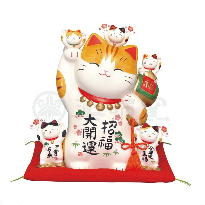 豪華2大特典) 招き猫 置物 陶器 大 商売繁盛 開運 左手 右手 両方
