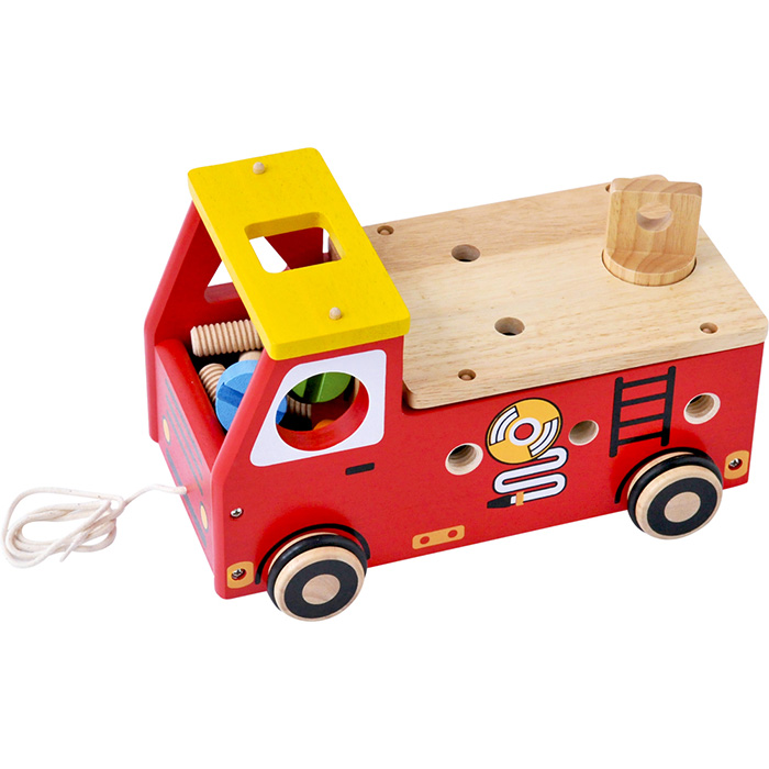 I'm TOY アクティブ消防車 アイムトイ おもちゃ 車 型はめ 大工 プルトイ 知育玩具 木のおもちゃ 2歳 2歳半 3歳 誕生日 プレゼント edute｜e-alamode｜02