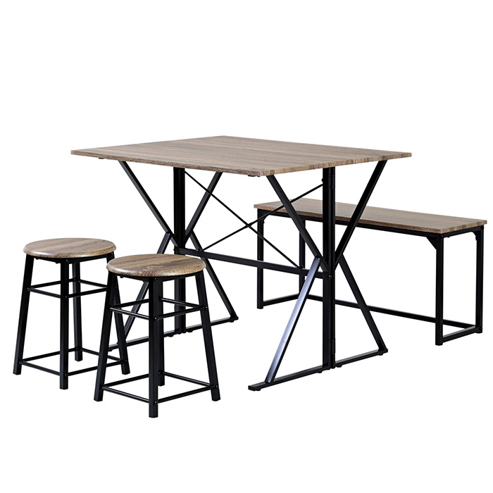 (豪華２大特典) 食卓テーブルセット 4点 折りたたみ テレワーク デスク 兼用 ダイニングテーブル コンパクト スツール ベンチ付き 90幅｜e-alamode｜02