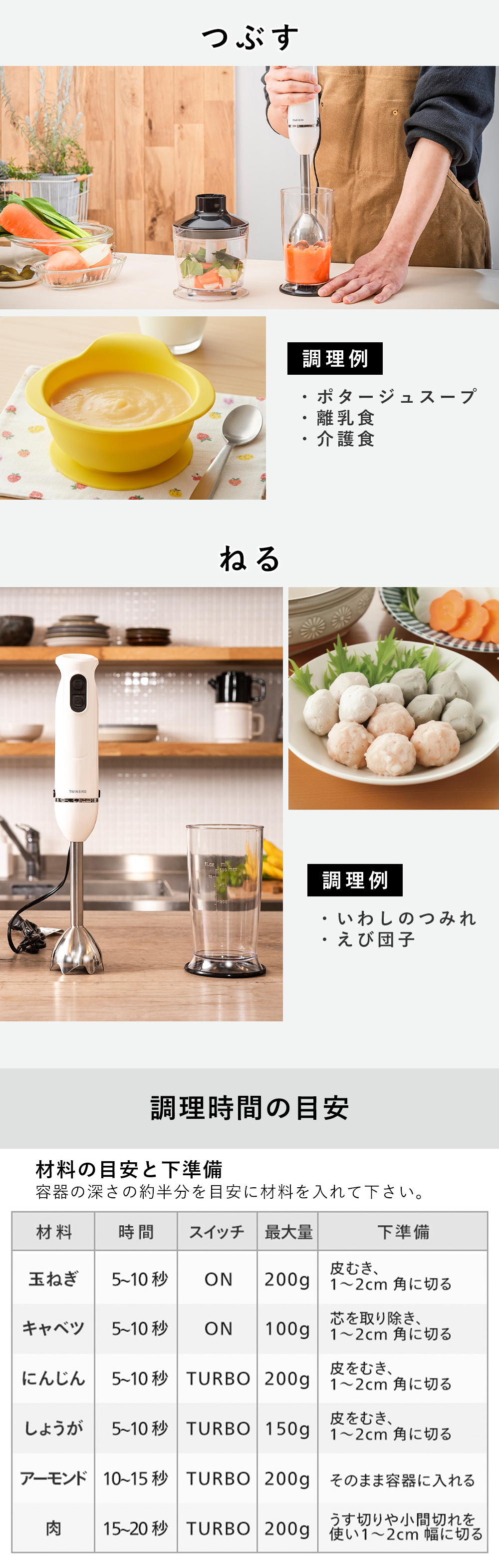 ツインバード（TWINBIRD） チョッパー付ハンディーブレンダー つぶす