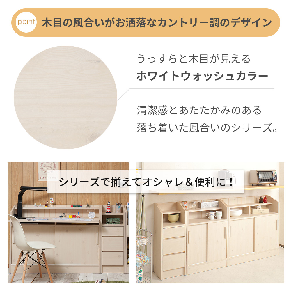 4/28はP+10％！ (豪華２大特典) 日本製 カウンター下 収納 引き戸 幅119cm 収納 木製 棚付き キッチン 組み合わせ 窓下 省スペース 目隠し リビング milty