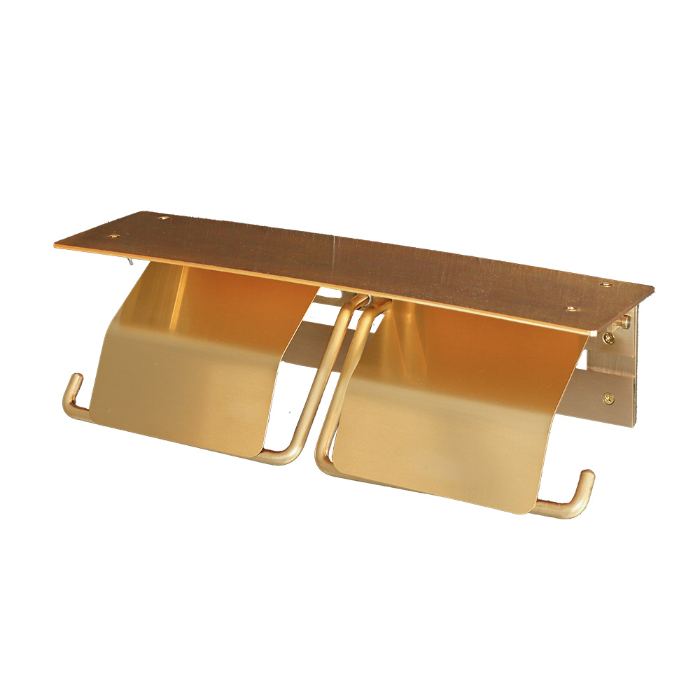 最大P21%還元中2/1迄 トイレットペーパーホルダー おしゃれ 2連 棚付き ダブル DIY 真鍮 日本製 ブラス シンプル ゴールド 金 北欧 高級 紙巻器 トイレ ナック |  | 01