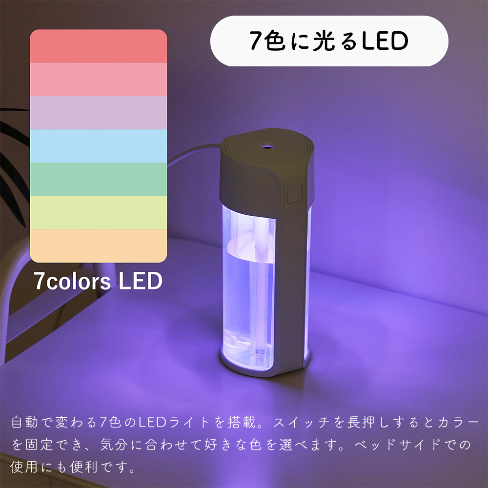 USB給電式 ポップLEDライト加湿器 LCAHF008 おしゃれ 超音波式 卓上 コンパクト オートオフ 小型 携帯 軽量 乾燥対策 Life on Products | Life on Products | 10
