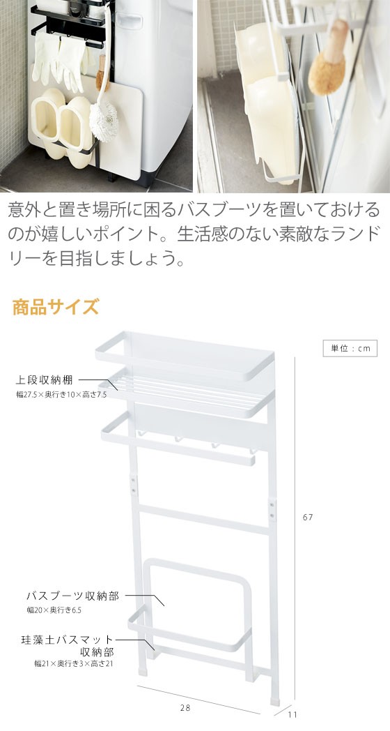 ランドリー収納 洗濯機 収納 珪藻土バスマット収納