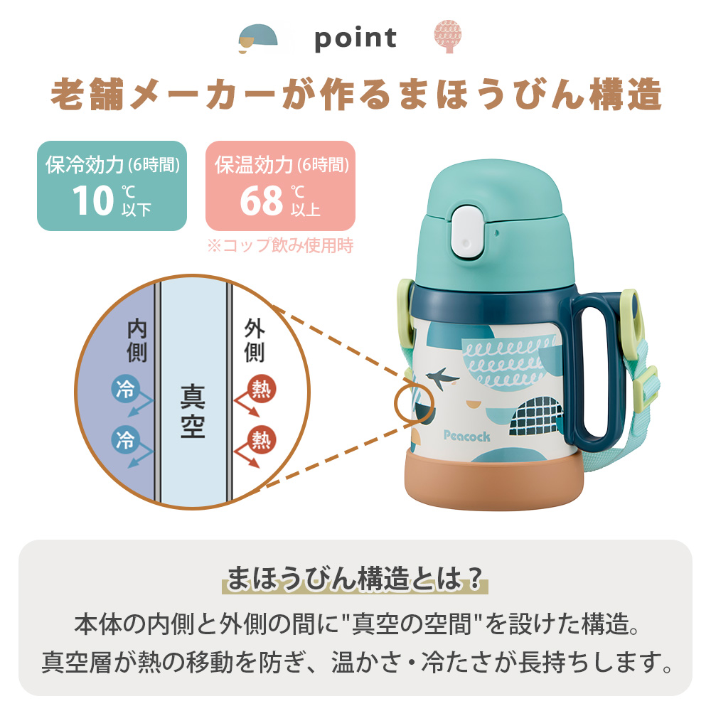 ピーコック魔法瓶工業 6/21まで最大P22%！ 水筒 マグ 子供 用 ストロー