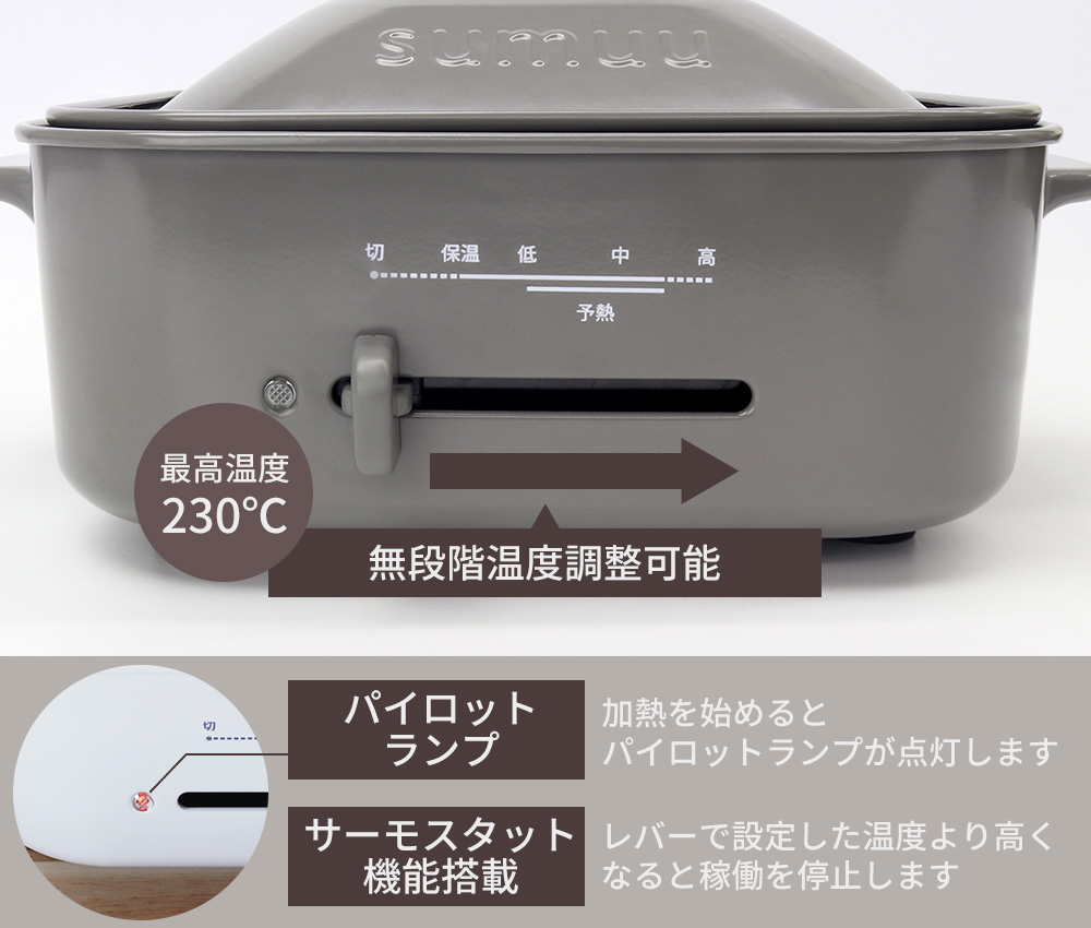 sumuu スムウ 電気鍋 ホットプレート タコ焼き器 マルチプレート＆鍋 