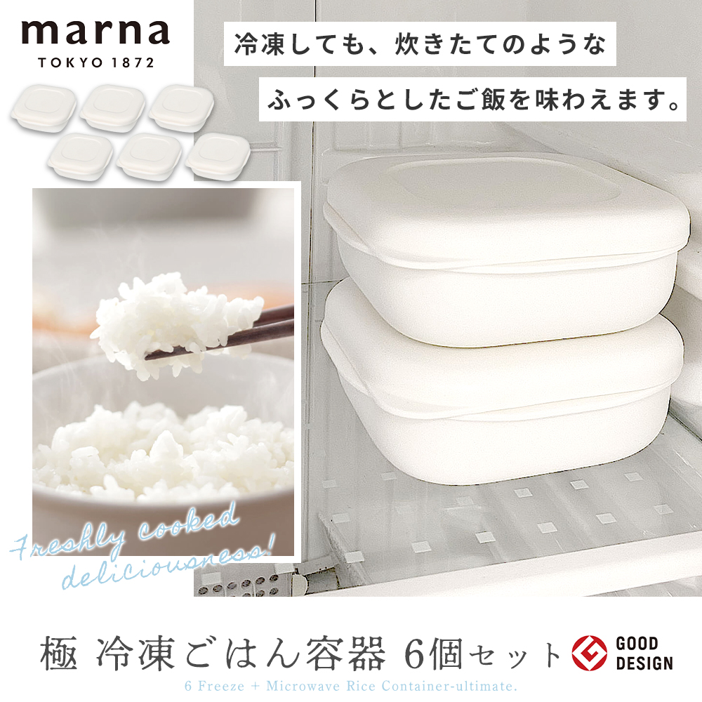 極 冷凍ごはん容器 4個 マーナ marna 保存容器 ご飯 一膳 レンジ 弁当