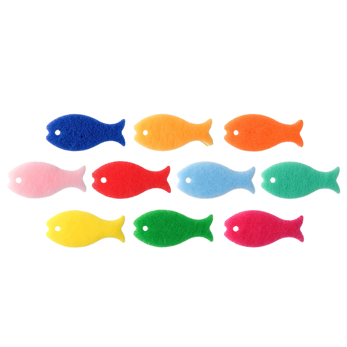 marna マーナ おさかなスポンジ10色セット Q071 キッチンスポンジ お魚 おしゃれ かわいい 台所 掃除用品 食器洗いスポンジ まとめ買い｜e-alamode｜02