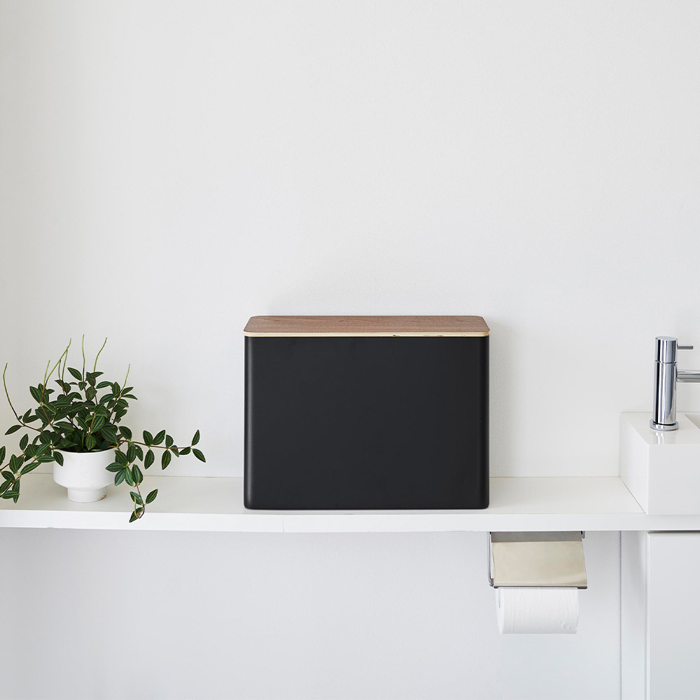 山崎実業 公式 リン 蓋付きトイレ用品収納 RIN 蓋付き ふた 収納ボックス トイレットペーパー 生理用品 掃除用品 木目 サニタリー1320 1321 | RIN（山崎実業） | 12