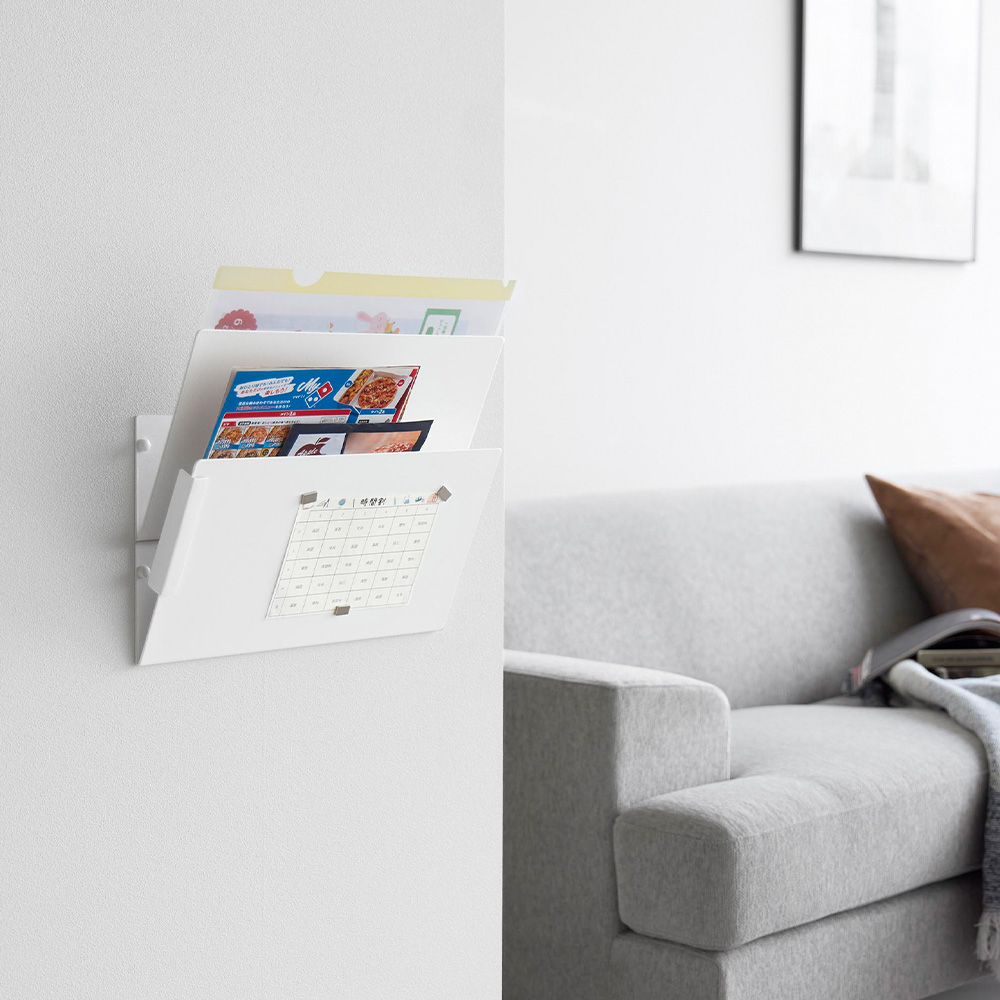 山崎実業 公式 タワー ウォール縦横連結プリント収納ラック 石こうボード壁対応 2個組 tower チラシ 冷蔵庫 キッチンパネル A4 1343 1344 | tower | 16