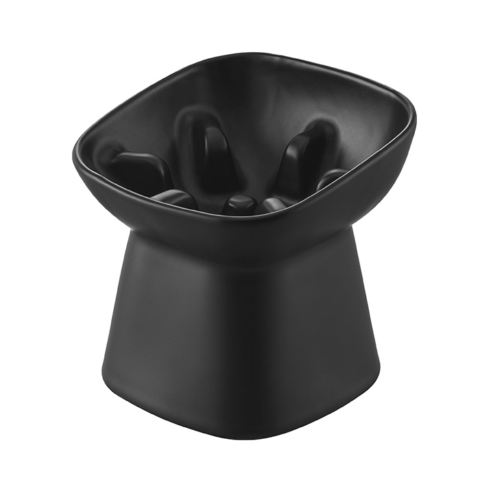 山崎実業 公式 ヌークス 早食い防止陶器ペットフードボウル H11.5 nooks ペット用食器 エサ入れ 猫 犬 皿 高さ11.5cm 陶器 斜め 10557 10558 | 山崎実業 | 02