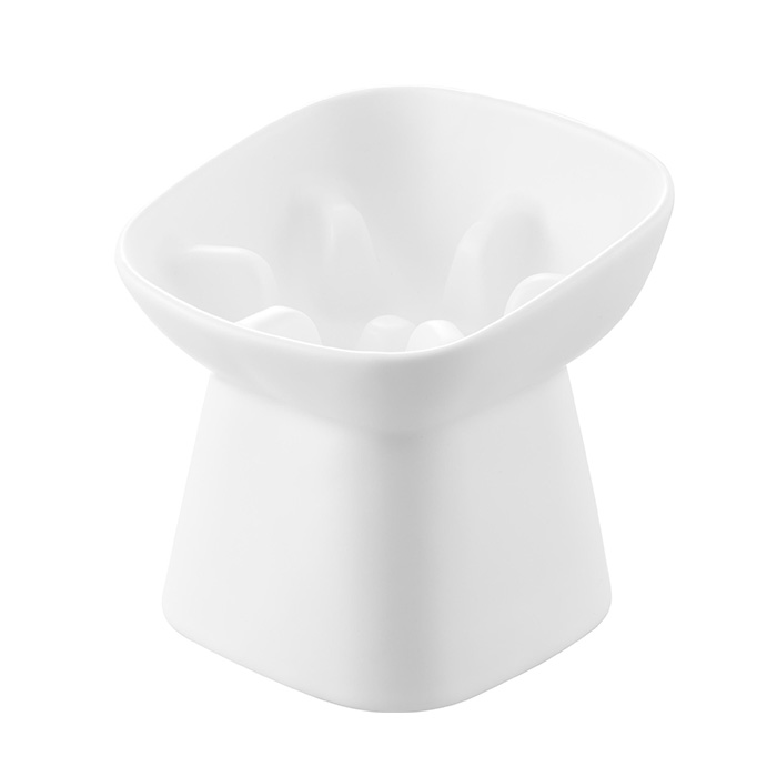 山崎実業 公式 ヌークス 早食い防止陶器ペットフードボウル H11.5 nooks ペット用食器 エサ入れ 猫 犬 皿 高さ11.5cm 陶器 斜め 10557 10558 | 山崎実業 | 01