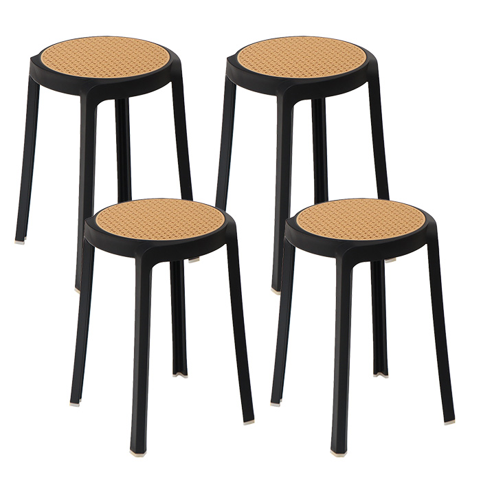 ヤマソロ スツール スタッキング 樹脂製 円形 ラタン 丸椅子 4脚