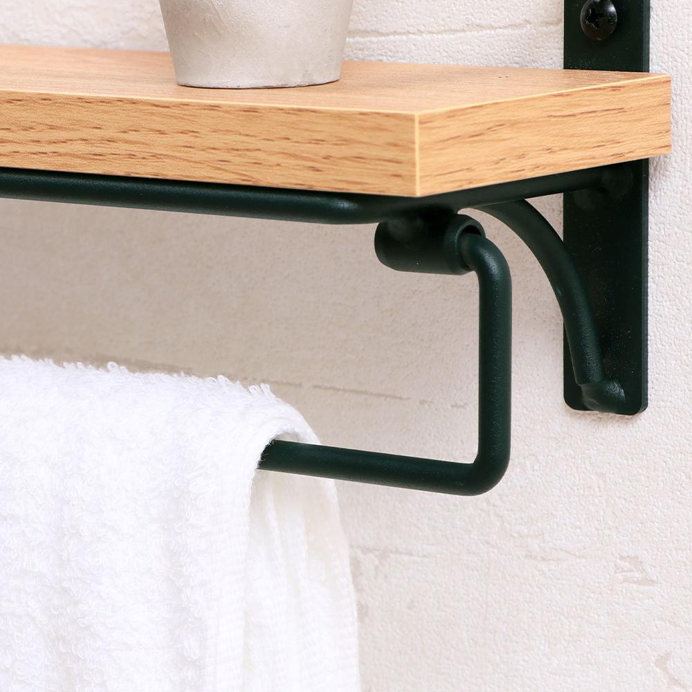 ヤマソロ タオル掛け ねじ 止め 洗面所 おしゃれ アイアン 北欧 棚付き