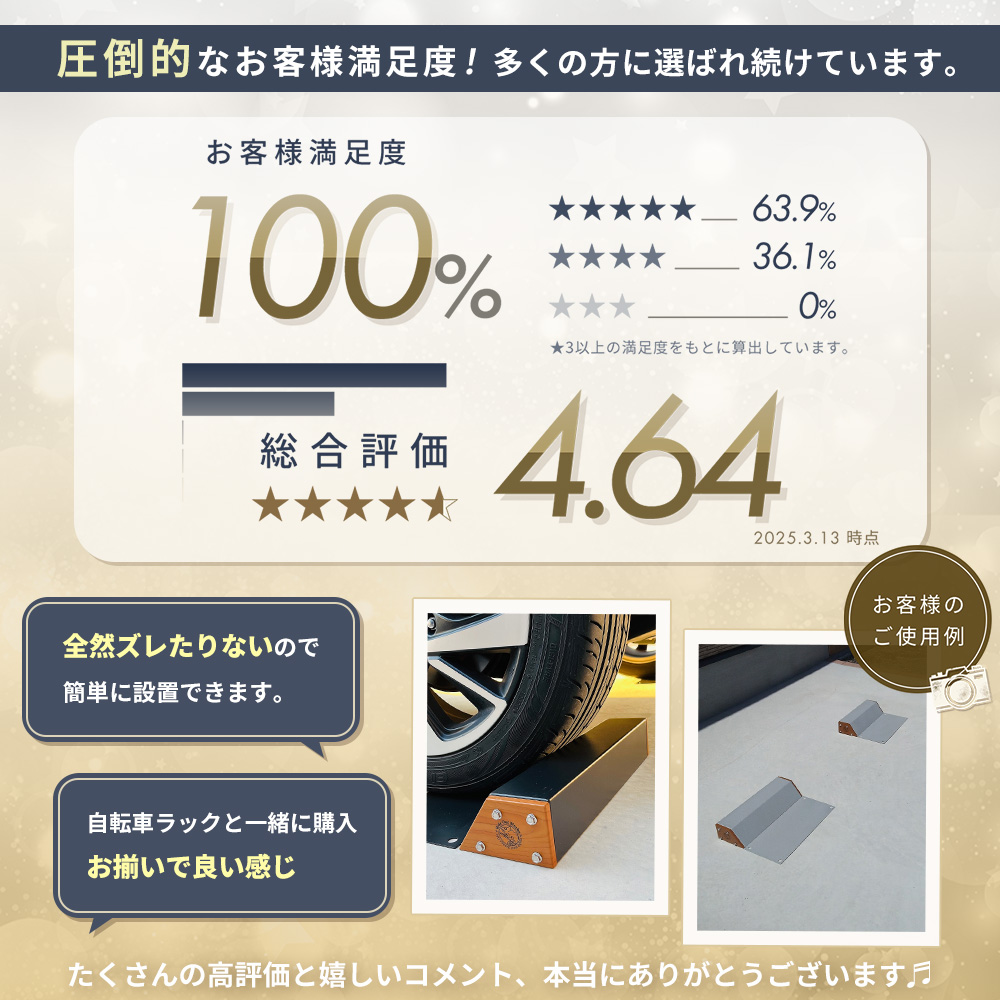 車止め 2個セット 8/31はP+10%! タイヤ止め 置くだけ おしゃれ 駐車ブロック カーブロック DIY 木目 ガレージ 車庫 駐車場 黒 Hide Out Works ヤマソロ 関連画像1