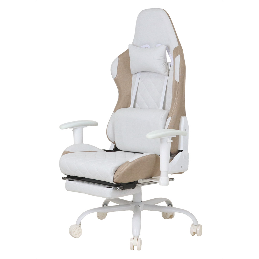 早い者勝ち！再入荷！最安値 ！ゲーミングチェア デスクチェア 送料無料 ヤマソロ 12/21まで最大P24％！ ゲーミングチェアー 白 ファブリック