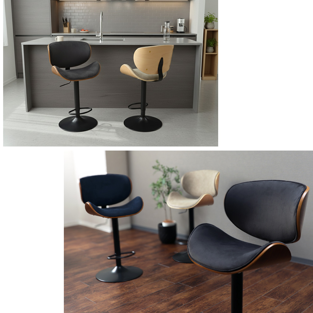 カウンターチェア 背もたれ付き 曲木 疲れにく...の詳細画像5