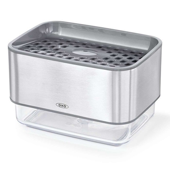 OXO オクソー スポンジホルダー（ソープディスペンサー付）スポンジラック スポンジ置き 洗剤 ディスペンサー ソープボトル 12246400 | OXO（キッチン用品） | 01