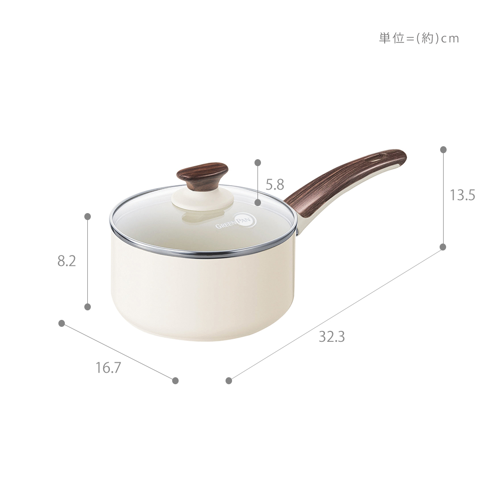 ウッドビー 片手鍋 ソースパン 16cm IH対応 1.5L グリーンパン