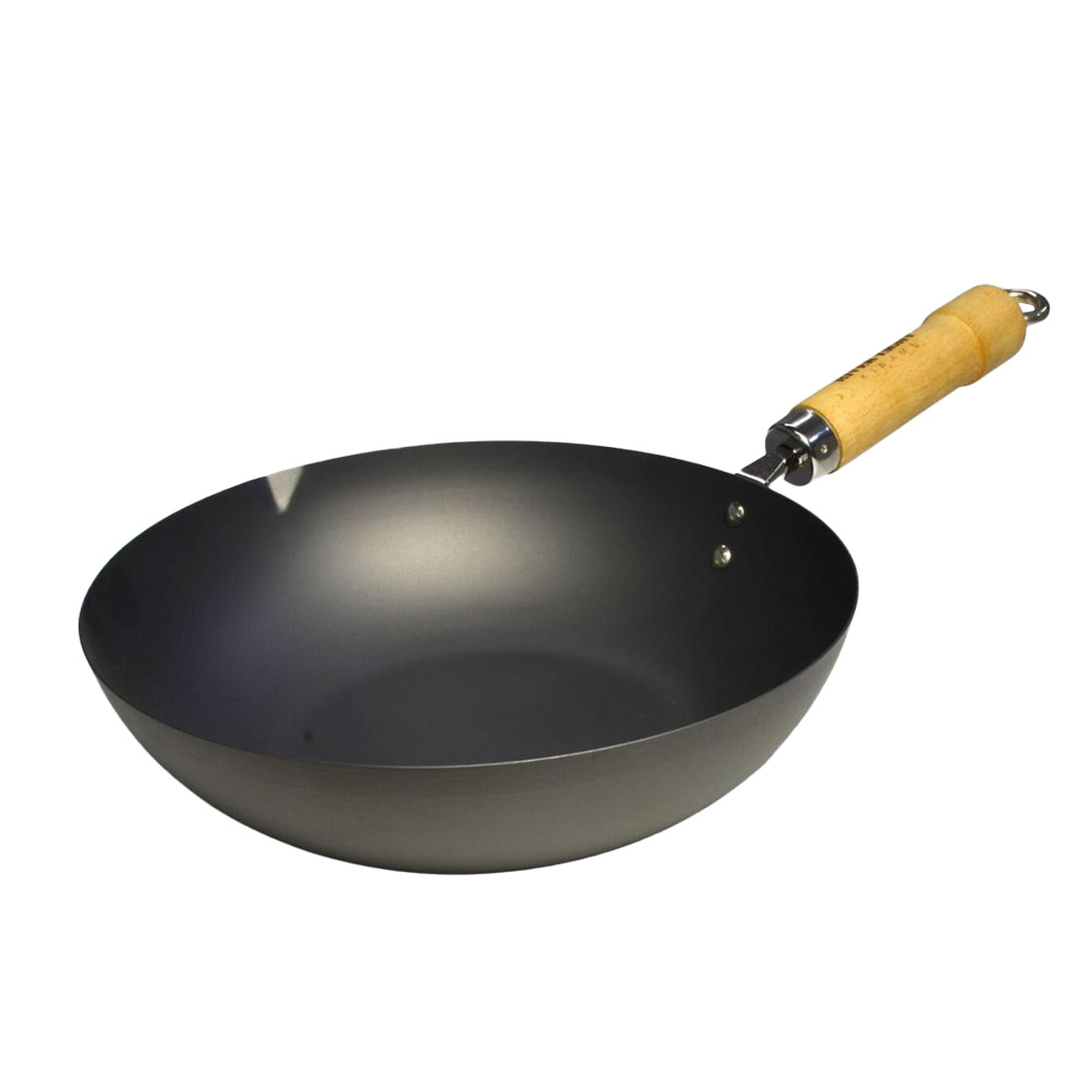 炒め鍋 フライパン 鉄 RIVER LIGHT 極JAPAN 30cm 日本製 リバーライト キワメジャパン ガス 木製ハンドル 調理器具 J1430 ブラックの画像