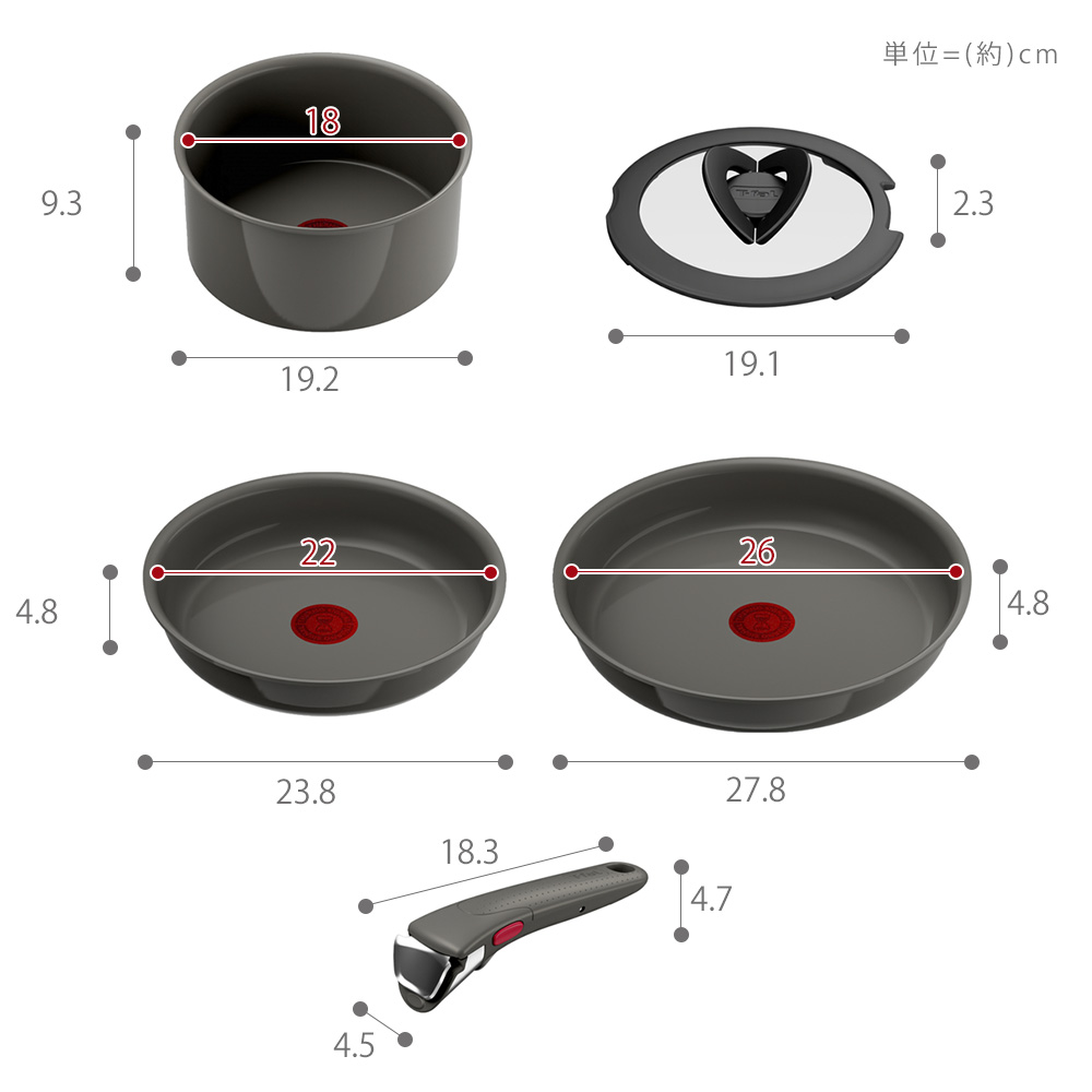 インジニオ・ネオ フライパン 5点 セット 22cm 26cm ソースパン ガラス